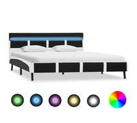 Cadre de lit - vidaXL - 120 x 200 cm - Similicuir Noir - LED - Design Contemporain