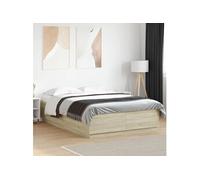 vidaXL Cadre de Lit avec Lumières LED, Lit Double avec Sommier à Lattes, Lit Adulte de Chambre, Moderne, Chêne Sonoma 3209599