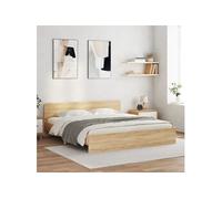 Vidaxl Cadre De Lit Avec Tête De Lit Et Led Chêne Sonoma 200x200 Cm Multicolore