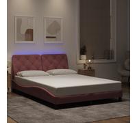 vidaXL Cadre de lit en velours avec lumières LED rose 90x190 cm