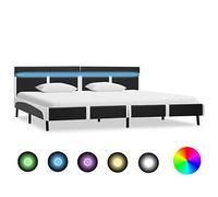 Cadre de lit avec LED sans Matelas Gris Similicuir 180x200 cm Tête de lit rembourrée avec télécommande Lits à Plateforme pour Chambre Adulte Moderne