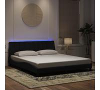 Cadre de Lit avec LED sans Matelas Hanko Double Noir 180x200 cm Velours vidaXL