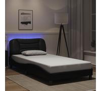 vidaXL Cadre de lit Hvar rembourré avec LED Marron 180x200 cm sans matelas