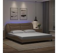 Cadre de Lit avec LED sans Matelas Hvar Rembourré Noir Blanc 180x200 cm vidaXL