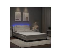 vidaXL Cadre de lit rembourré 3214016 avec lumières LED, coussin, lit double blanc 140x190 cm