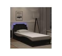 Cadre de Lit avec Lumières LED, Lit Rembourré, Lit Simple, Lit Adulte de Chambre à Coucher Intérieur, Moderne, Noir 3214075