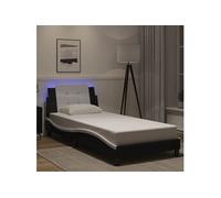 Cadre de Lit avec Lumières LED, Lit Rembourré, Lit Simple, Lit Adulte de Chambre à Coucher Intérieur, Moderne, Noir 3214087