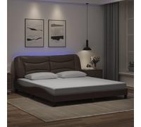 Cadre de Lit avec Lumières LED Rembourré Cappuccino 160x200 cm Similicuir vidaXL