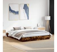 Vidaxl Cadre De Lit Avec Lumières Led Chêne Fumé 140x200 Cm