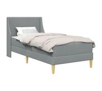 Cadre de lit avec matelas 100% Polyester et Tête de lit, Contreplaqué, | Tissu respirant, lattes fixes en bois, pieds effilés, housse zippée lavable, montage simple, design minimaliste intemporel