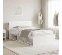 vidaXL Cadre de lit avec Rangement Noir 90 x 200 cm Bois d'ingénierie, Mobilier de Chambre Moderne, Cadre de lit en Bois rectangulaire, Rangement Pratique, Style épuré et Solutions d'organisation