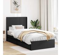vidaXL Structure de lit avec rangement et tête de lit chêne sonoma, structure de lit moderne, rangement pratique, essentiel compact, design minimaliste en bois