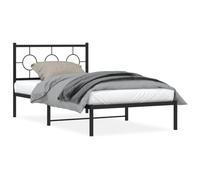 Cadre de lit avec tête de lit, 100 x 190 cm, lit en métal moderne, noir, pour chambre à coucher, cadre robuste et durable, montage facile, idéal pour les célibataires et les couples