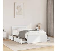 vidaXL Cadre de lit avec tête de lit blanc 120x190cm bois d'ingénierie, meubles de chambre à coucher, lit double, sommier, 3295604