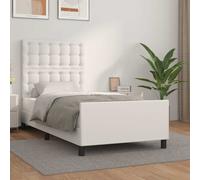 Bedframe met hoofdbord kunstleer wit 100x200 cm3125434