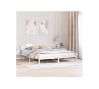 Cadre de lit avec tête de lit Blanc 180x200 cm Bois massif Pin 872054