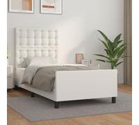 Cadre de Lit avec Tête de Lit Blanc 90x190 cm Similicuir Rembourré vidaXL