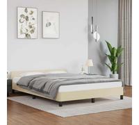 Vidaxl Cadre De Lit Avec Tête De Lit Crème 200x200 Cm Similicuir
