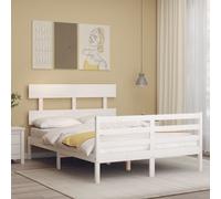 Vidaxl Lit Pour Personne Âgée Et Tête De Lit 160x200 Cm Bois Massif Blanc