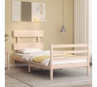 Cadre de lit avec tête de lit blanc petit double bois massif lit vidaXL