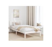 Vidaxl Cadre De Lit Avec Tête De Lit Blanche 90x190 Cm En Bois De Pin Massif