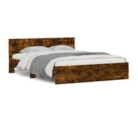 Cadre de lit avec tête de lit en chêne fumé 150 x 200 cm - Meubles de chambre en bois massif pour une ambiance élégante | Durable et élégant | Ergonomie parfaite pour un sommeil réparateur