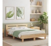 Vidaxl Cadre De Lit Avec Tête De Lit Et Led Chêne Sonoma 140x200 Cm Multicolore