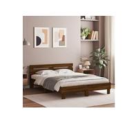 Vidaxl Cadre De Lit Avec Tête De Lit Et Led Chêne Marron 150x200 Cm Multicolore