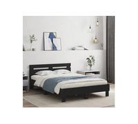Cadre de Lit avec Tête de Lit et LED, Lit Double avec Sommier à Lattes, Lit Adulte de Chambre, Noir 120x200 cm Bois 3207554