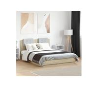 vidaXL Cadre de Lit avec Tête de Lit et Lumières LED, Sommier à Lattes, Lit Double, Lit Adulte de Chambre à Coucher Intérieur, Moderne, Chêne Sonoma 140x190cm