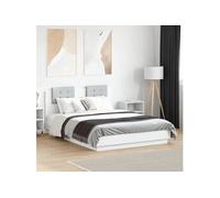 Vidaxl Cadre De Lit Avec Tête De Lit Et Lumières Led Blanc 140x190 Cm Multicolore