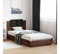 Vidaxl Cadre De Lit Tête De Lit Et Lumières Led Chêne Marron 90x200 Cm Multicolore