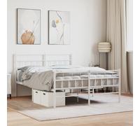 Vidaxl Cadre De Lit M¿¿Tal Avec T¿ºte De Lit/Pied De Lit Blanc 120x190cm Blanc