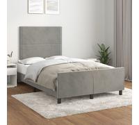 Vidaxl Cadre De Lit Avec Tête De Lit Gris Clair 120x200 Cm Gris