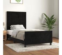 vidaXL Cadre de lit avec tête de lit en velours noir 90x190 cm