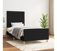 Vidaxl Cadre De Lit Avec Tête De Lit Noir 120x190 Cm Tissu Noir