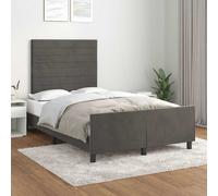 Cadre de Lit avec Tête de Lit Gris Foncé 120x200 cm Velours Double vidaXL