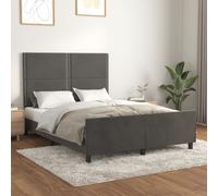 Cadre de Lit avec Tête de Lit Gris Foncé 140x200 cm Velours Double vidaXL