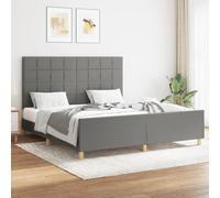 Cadre de Lit avec Tête de Lit Gris Foncé 160 x 200 cm Tissu Double vidaXL