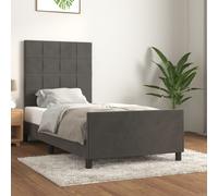 Vidaxl Cadre De Lit Avec Tête De Lit Gris Foncé 80x200 Cm Velours Gris
