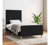 Cadre de Lit avec Tête de Lit Gris Foncé 90x190 cm Tissu Rembourré vidaXL