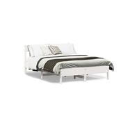 Cadre de Lit avec Tête de Lit, Lit Double avec Sommier à Lattes, Lit Adulte, Meuble de Chambre, Moderne, Blanc 120x190 cm Bois Pin Massif