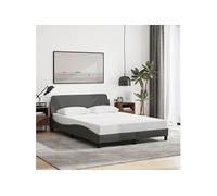 vidaXL Cadre de Lit avec Tête de Lit, Lit Rembourré avec Sommier à Lattes, Lit Double avec Pied Chambre à Coucher, Gris 373186 Gris G