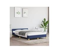 vidaXL Cadre de lit avec tête de lit en tissu bleu 120 x 190 cm