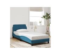 vidaXL Cadre de Lit avec Tête de Lit, Lit Rembourré avec Sommier à Lattes, Lit Simple avec Pied, Lit Adulte de Chambre, Bleu 373096 Bleu G