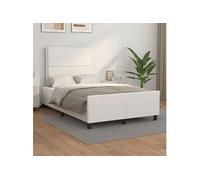 Vidaxl Cadre De Lit Avec Tête De Lit Blanc 120x190 Cm Similicuir Blanc