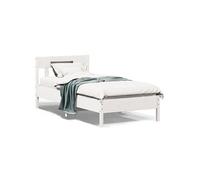 Vidaxl Cadre De Lit Avec Tête De Lit Blanc 90x190cm Bois De Pin Massif Blanc