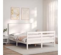 Vidaxl Cadre De Lit Avec Tête De Lit Blanc 120x200 Cm Bois Massif Blanc