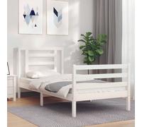 Cadre de Lit avec Tête de Lit Meuble Sommier à Lattes Chambre Bois Massif vidaXL