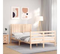 Cadre de Lit avec Tête de Lit Meuble Sommier à Lattes Chambre Bois Massif vidaXL